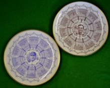 2x Cricket Century of Centuries Commemorative Coalport bone china and gilt plates - to incl Les E