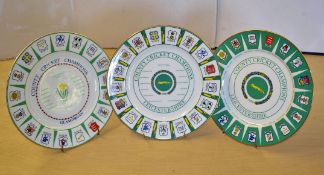 3x County Cricket Championship Commemorative Nubern bone china plates from 1996 to 1998 – all ltd ed