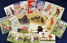Collection of period Comic golfing coloured postcards from the early 1900s onwards to incl