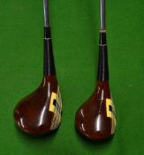 2x Slazenger Ben Hogan signature persimmon woods - 2 and 4 wood both fitted with Slazenger Hogan