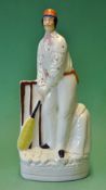 Fine and early Staffordshire ceramic cricket figure of Julius Caesar (Surrey) c1860 showing