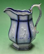 Rare Vic Staffordshire hexagonal cricket milk jug – decorated with in relief with 6x cricketing