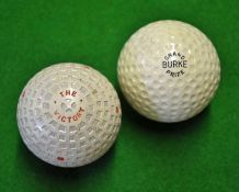 2x unused early rubber core balls to incl Burke "Grand Prize" 30 dimple pattern stamped J H Nash