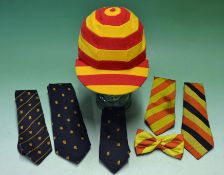 2x 1950s MCC cricket club attire – to incl Red and Gold Cap c/w Albion makers label and bow tie plus