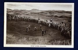J H Taylor and Hugh Kirkcaldy golfing postcard – titled ` Golf Links, Silloth` depicting a scene