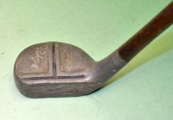 Logan` s Cherokee wide mallet head alloy putter with "T" bar aiming line to the crown c/w original