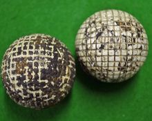 2x square mesh moulded guttie golf balls to incl Silver Town – both used with minor strike marks,