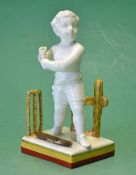 Scarce Minton porcelain cricket figure c1885 – comprising a white figure of a young boy holding a