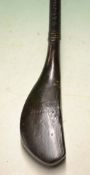 R Simpson Carnoustie dark stained beech wood longnose curved face play club c1880 – head measures