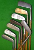 7x various putters and a jigger to incl Gibson Westward Ho! Chamfered heel and toe gem style putter,