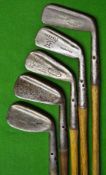 5x various Maxwell irons and putters to incl a cleek, driving iron, lofting iron, mashie niblick and