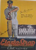 3x Australian Cricket signed posters to incl "Don Bradman -Elasta Strap" signed by Australian