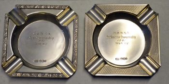 2x 1961 Manchester & District Golfing Alliance silver ashtrays – to incl The Professional