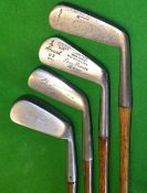 4x good wide sole irons and putter to incl Gibson "Pixie Sammy", Percy Boomer St Cloud 2 iron,
