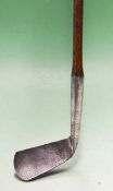 Very early and heavy deep curved concaved face sand iron c1840 - fitted with 5.5" stout flat