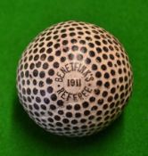 Benetfink "Benetfink` s Referee –1911" bramble pattern rubber core golf ball – refinished – 3x light