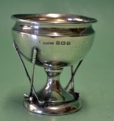 1934 Silver golfing cup - decorated with crossed golf clubs to each side of the bowl – hallmarked