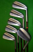 Fine set of 6x early Spalding "Henry Cotton" signature Tom Stewart set of flanged sole irons – all