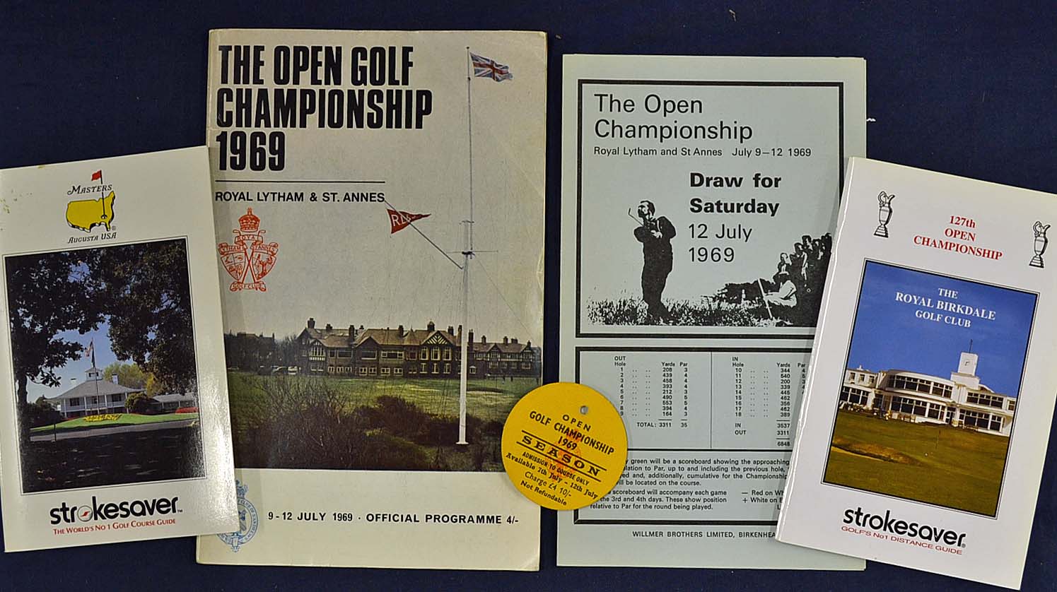 1969 Open Golf Championship official programme and season ticket – played at Royal Lytham & St Anne`