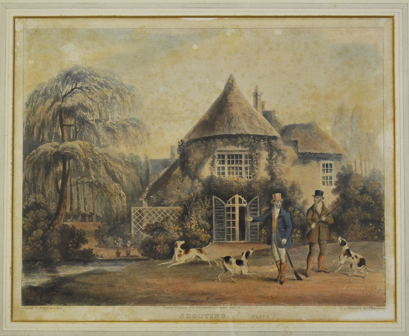 Early 19th c Shooting Game scene engravings – set of 4 coloured plates from the originals by D.