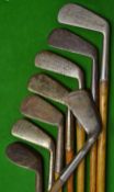 8x interesting collection of Scottish club makers irons to incl a Smith` s patent wing toe lofter,