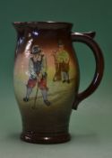 Royal Doulton Golfing Kingsware series ware quart pitcher c1930s - dark coloured finish with Crombie