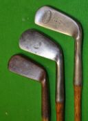3x Anti shank irons to incl G.F. Smith` s Pat iron with hand punched dot face ball markings and