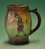 Royal Doulton Golfing Kingsware series 1pnt tankard c1930s - light coloured finish decorated with