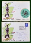 1968 Carnoustie Open Golf Championship signed postal cover et al to incl coloured cover signed by