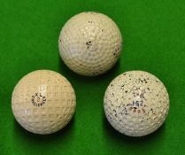 3x interesting selection of early rubber core golf balls to incl Springvale bramble (used), Osprey