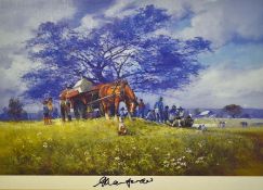 Allan Border - D` Arcy Doyle signed colour cricket print titled "The Wagon" depicting early 20thc