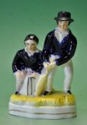 Original Vic Staffordshire ceramic cricket group of figures – comprising a batsman and wicket keeper