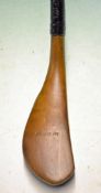 Fine McEwan light stained fruitwood longnose feather ball play club c1860 - the head measures 5.75 x
