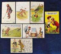 6x early various comic golfing postcards from the early 1900s to incl Cynicus, Hobo series, E