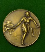 Fine 1931 Tennis Bronze medal – embossed on the obverse with tennis playing figure of Suzanne