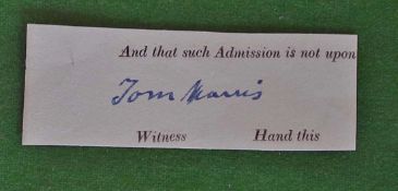 Rare Tom Morris St Andrews signature – the founding father of golf signed in ink on clipped legal