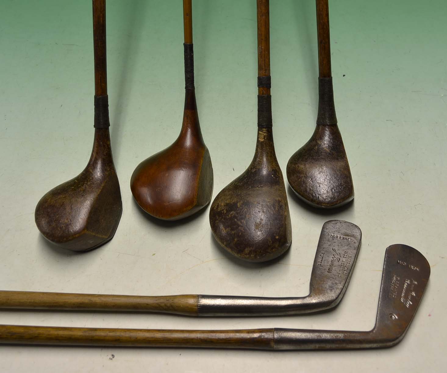 6x various woods, irons and putter to incl 4 socket head woods incl a deep faced spoon, 2x drivers