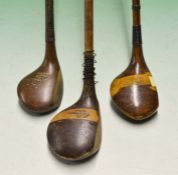 3x good sized socket head woods to incl Tom Reekie Elie brassie and 2 x drivers by T G Renouf