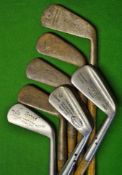 7x assorted irons to incl 2x Maxwell flanged sole mashies, Forgan Gold Medal 3 iron, 3x Tom