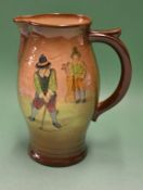 Royal Doulton Golfing Kingsware series ware quart pitcher c1930s - dark coloured finish with Crombie