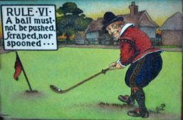 Crombie, Charles "THE RULES OF GOLF ILLUSTRATED NO VII" rare and unique coloured sand painting –