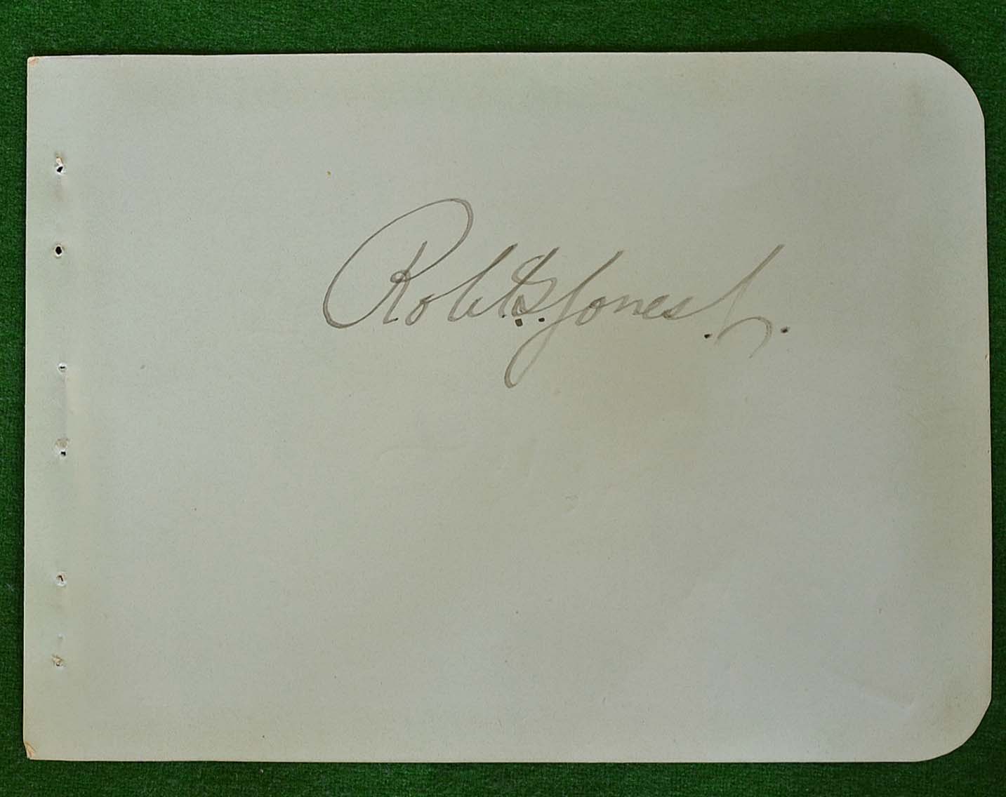 Early and rare Bobby Jones (Open Golf Champion) signature – signed in ink Robert T Jones Jnr on