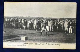Mr F.G. Tait golfing postcard – titled "Medal Play – The Late Mr F.G.Tait driving" ("A 5 and a 4 for