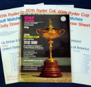 1973 Official Ryder Cup golf programme and draw sheets – played at Honourable Company of Edinburgh