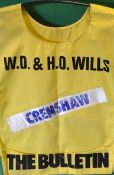 Ben Crenshaw`s WD & HO Wills golf tournament caddy`s bib – worn by his caddy Paul Stevens  at the