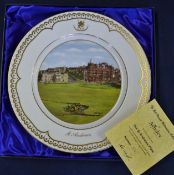 Bill Waugh Golfing Millenium Collection Aynsley bone china plate – titled St Andrews with colour