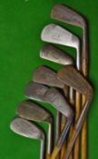 9x assorted irons including a Jack White Palakona mussel back deep faced 1 iron, Winton round backed
