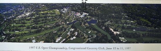 1997 Offical US Open Golf Championship signed colour aerial panoramic photograph print – signed by