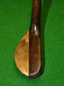 Brews Patent brass and beech wood combination mallet head putter - with integral brass sole plate,