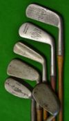 Half set of 6x assorted playable irons and putter – incl a flanged bottom cleek, Forgan mid iron,